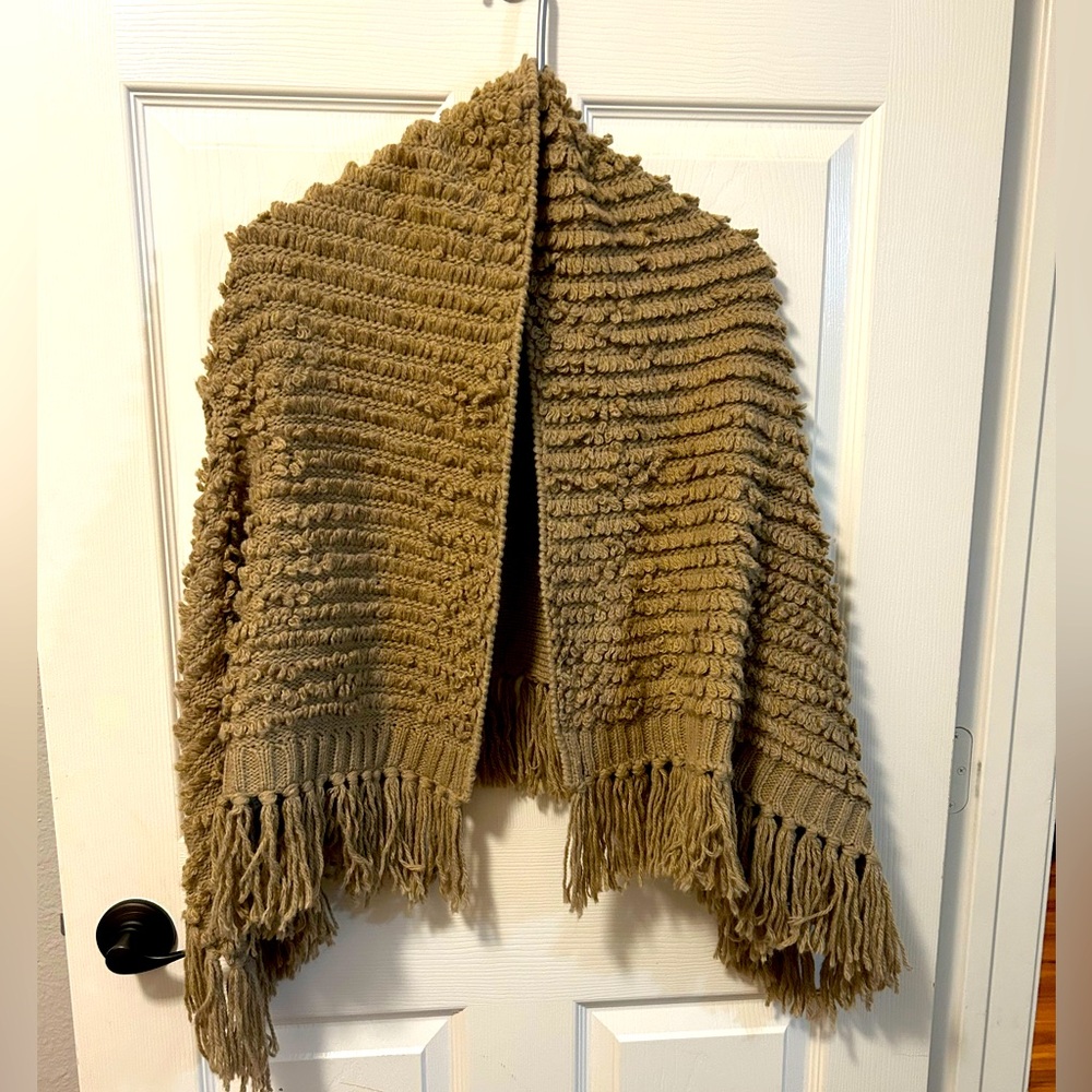 Hot &Delicious wool blend cocoa women’s textured sweater cardigan /poncho M/L